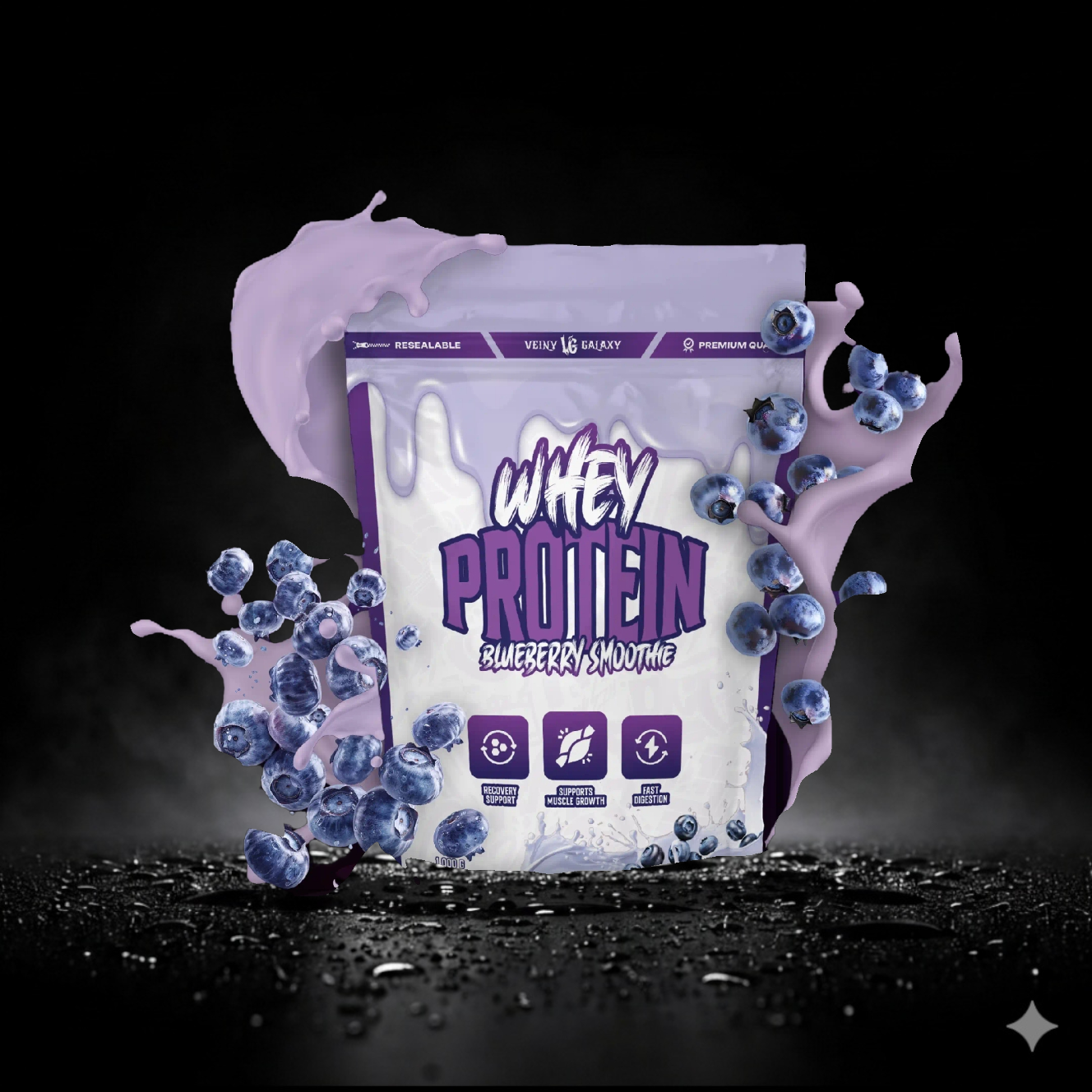BLUEBERY SMOOTHIE BIAŁKO WPC 80 , 1 KG