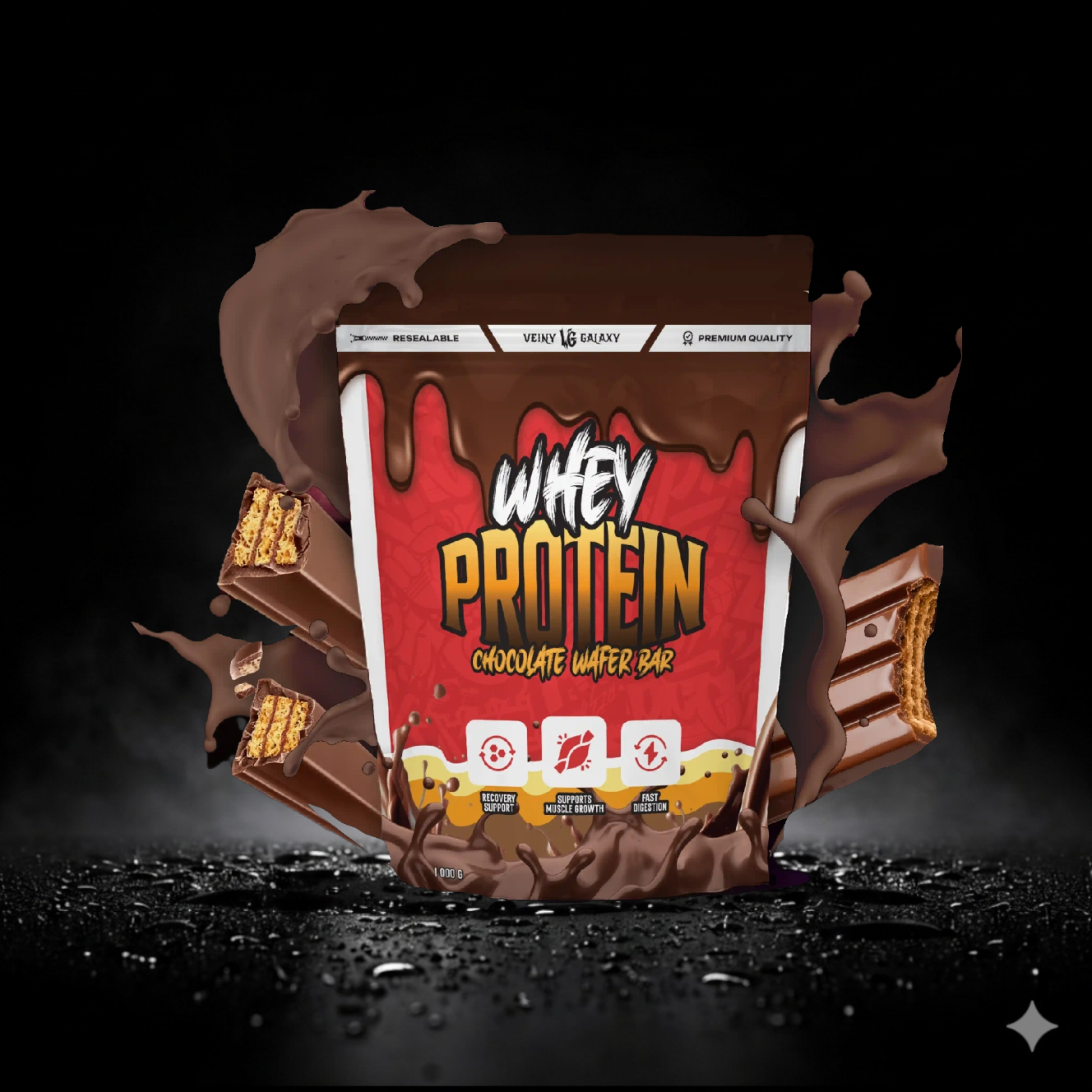 CHOCOLATE WAFER BAR BIAŁKO WPC 80 , 1 KG