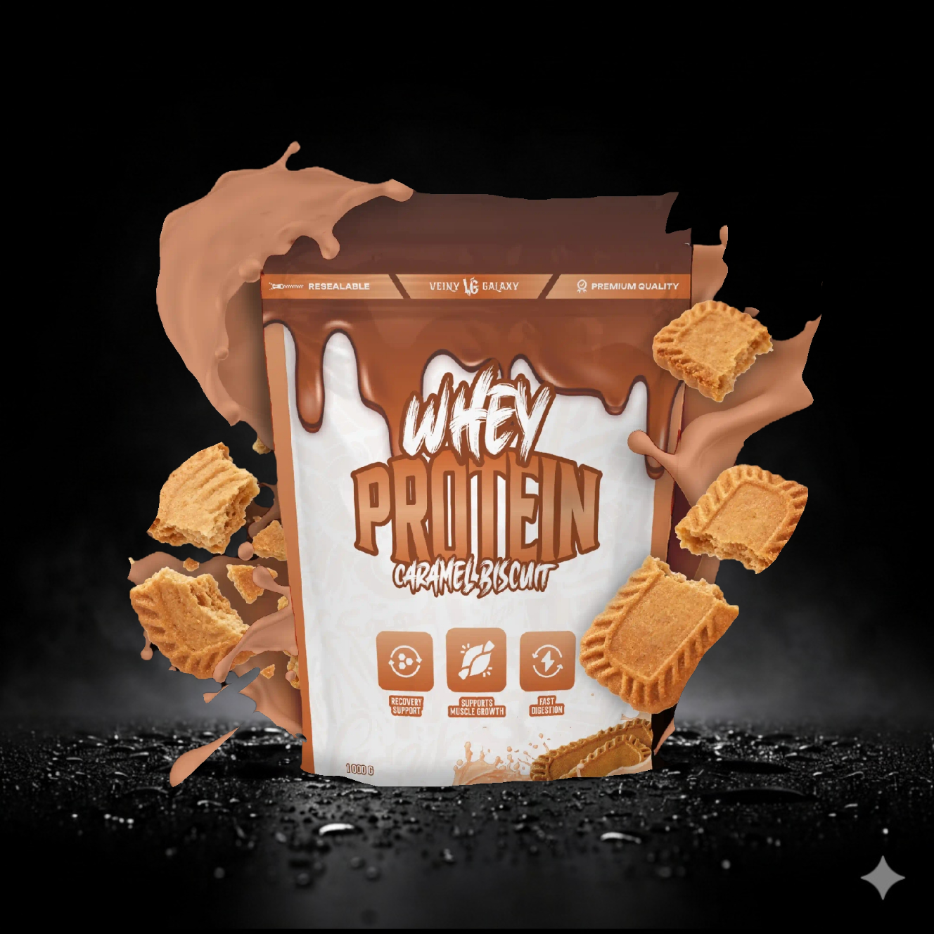 CARAMEL BISCUIT BIAŁKO WPC 80 , 1 KG